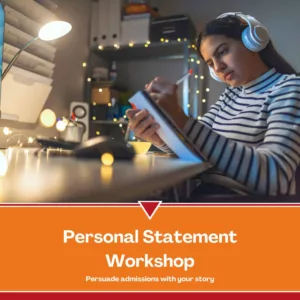 Image of a student writing a personal statement during a tutoring session