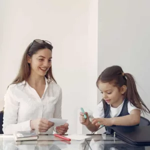 student in a tutoring session with her tutor.