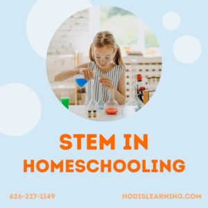 A little girl does a science experiment at home for  STEM in homeschooling